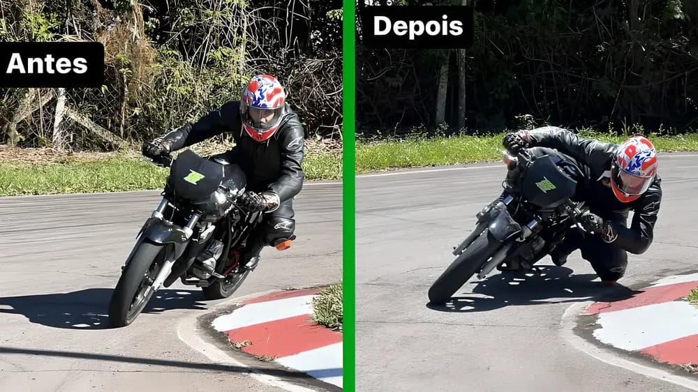Imagem comparativa de antes e depois do curso