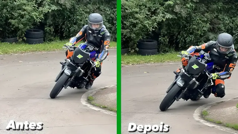 Imagem comparativa de antes e depois do curso