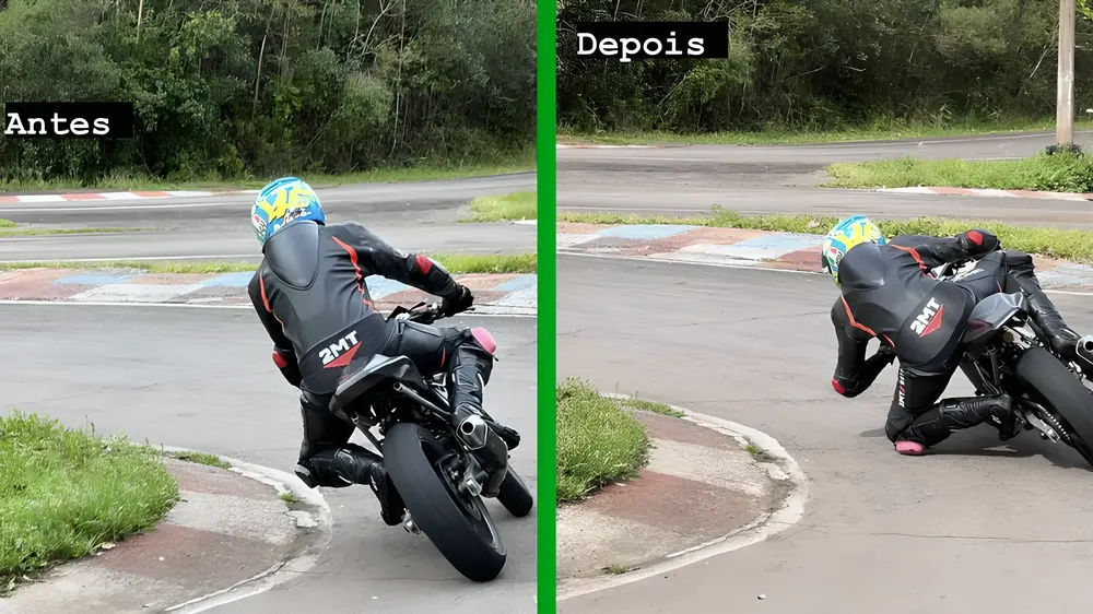 Imagem comparativa de antes e depois do curso